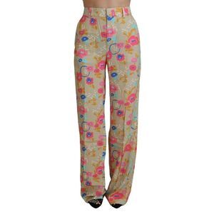 Dsquared² Beige Floral High Waist Straight Women's Pants